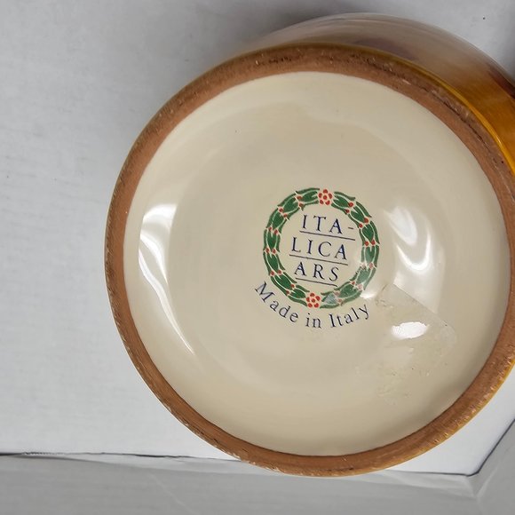 Italica ARS Hand Painted Pottery Ceramic warm orange Fruit Peach Vase Italy - Picture 11 of 16